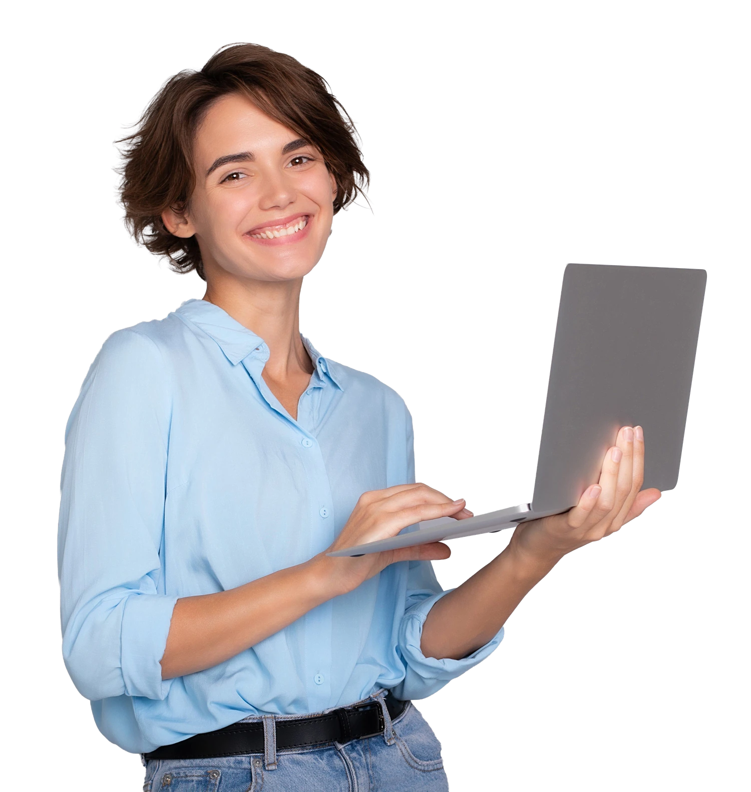 Professional learner holding a laptop
